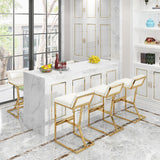Black PU Leather Bar Stool & Counter Stool Gold Legs with Footrest