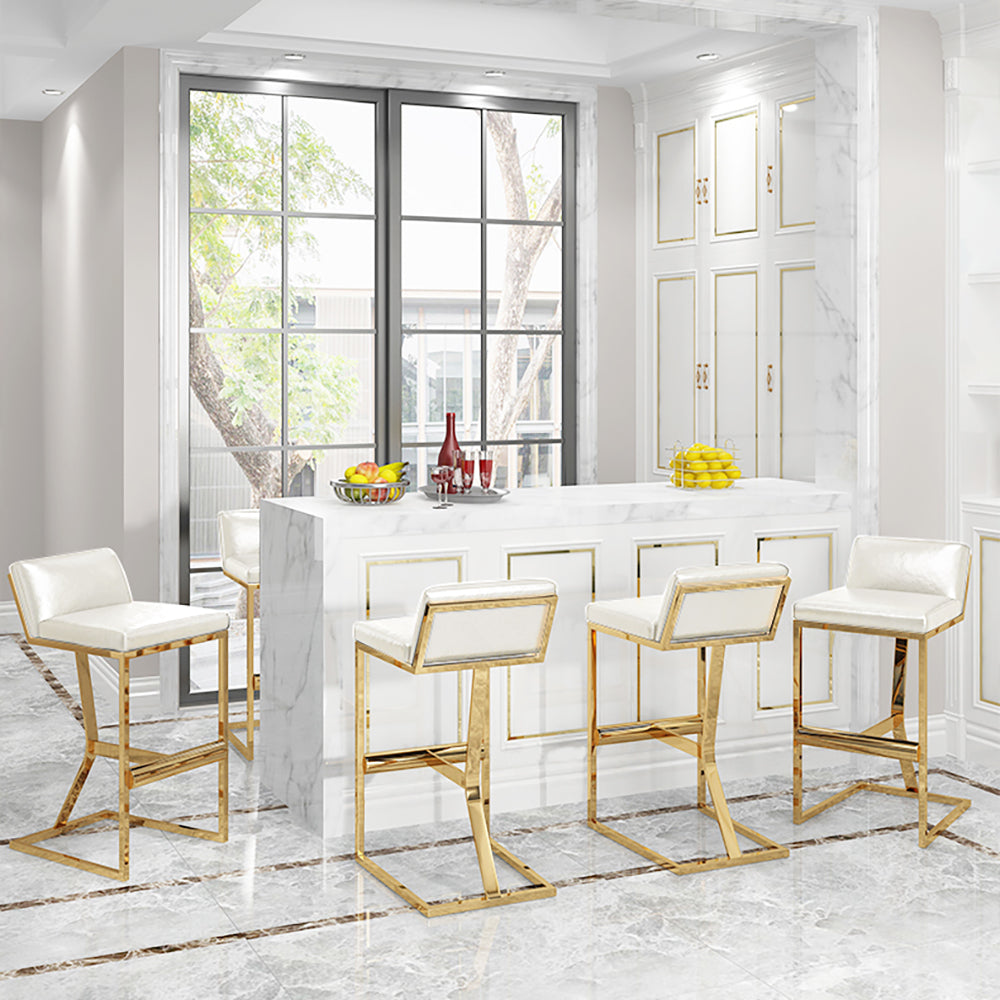 Black PU Leather Bar Stool & Counter Stool Gold Legs with Footrest
