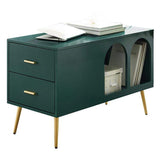 Green End Table with Storage Living Room Side Table 2 Drawer & Open Storage-Richsoul-End & Side Tables,Furniture,Living Room Furniture