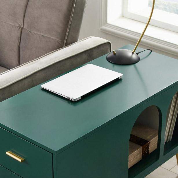 Green End Table with Storage Living Room Side Table 2 Drawer & Open Storage-Richsoul-End & Side Tables,Furniture,Living Room Furniture