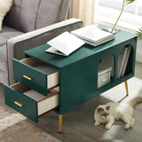 Green End Table with Storage Living Room Side Table 2 Drawer & Open Storage-Richsoul-End & Side Tables,Furniture,Living Room Furniture