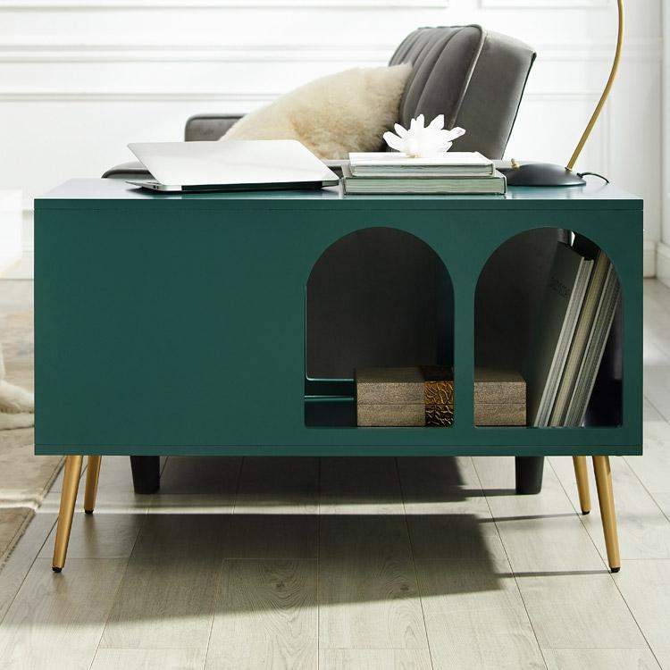 Green End Table with Storage Living Room Side Table 2 Drawer & Open Storage-Richsoul-End & Side Tables,Furniture,Living Room Furniture