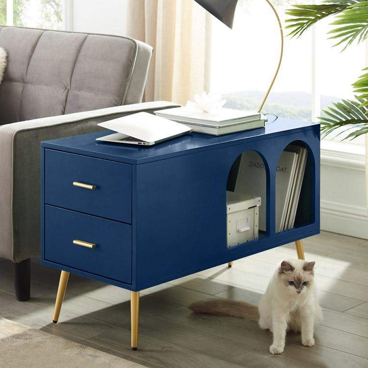 Green End Table with Storage Living Room Side Table 2 Drawer & Open Storage-Richsoul-End & Side Tables,Furniture,Living Room Furniture