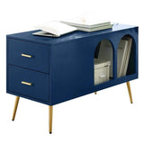 Green End Table with Storage Living Room Side Table 2 Drawer & Open Storage-Richsoul-End & Side Tables,Furniture,Living Room Furniture