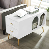 Green End Table with Storage Living Room Side Table 2 Drawer & Open Storage-Richsoul-End & Side Tables,Furniture,Living Room Furniture