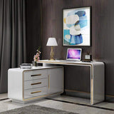 Modern Gray 55" L-Shaped Desk Corner Computer Desk with Cabinet-Desks,Furniture,Office Furniture