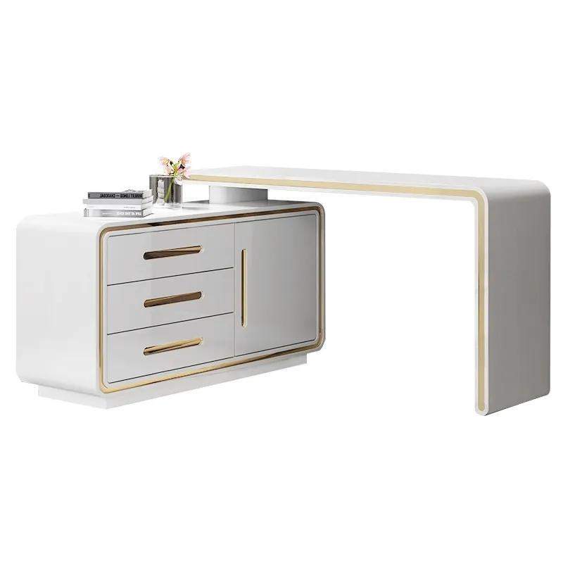 Modern Gray 55" L-Shaped Desk Corner Computer Desk with Cabinet-Desks,Furniture,Office Furniture