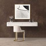 47" Modern White Floating Desk Wall Mounted Writing Desk with 2-Drawer Stone-Desks,Furniture,Office Furniture