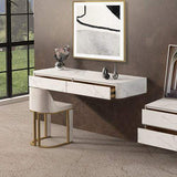 47" Modern White Floating Desk Wall Mounted Writing Desk with 2-Drawer Stone-Desks,Furniture,Office Furniture