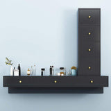 Dessert de bureau flottant noir moderne avec des tiroirs armoire latérale incluse