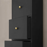 Modern Black Floating Desk Mounted Writing Desk with Drawers Side Cabinet Included-Desks,Furniture,Office Furniture