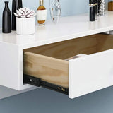 Modern Black Floating Desk Mounted Writing Desk with Drawers Side Cabinet Included-Desks,Furniture,Office Furniture