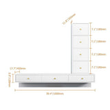 Modern Black Floating Desk Mounted Writing Desk with Drawers Side Cabinet Included-Desks,Furniture,Office Furniture