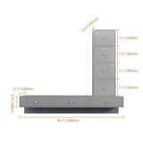 Modern Black Floating Desk Mounted Writing Desk with Drawers Side Cabinet Included-Desks,Furniture,Office Furniture