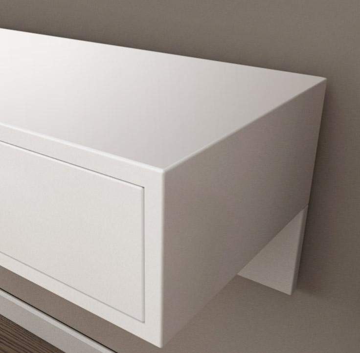 Modern Black Floating Desk Mounted Writing Desk with Drawers Side Cabinet Included-Desks,Furniture,Office Furniture