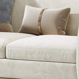 Beige Velvet Upholstered Sofa 3-Seater Sofa Luxury Sofa Solid Wood Frame with Gold Legs-Richsoul-Furniture,Living Room Furniture,Sofas & Loveseats