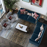 Beige Velvet Upholstered Sofa 3-Seater Sofa Luxury Sofa Solid Wood Frame with Gold Legs-Richsoul-Furniture,Living Room Furniture,Sofas & Loveseats