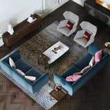Beige Velvet Upholstered Sofa 3-Seater Sofa Luxury Sofa Solid Wood Frame with Gold Legs-Richsoul-Furniture,Living Room Furniture,Sofas & Loveseats