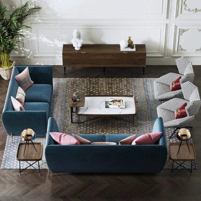 Beige Velvet Upholstered Sofa 3-Seater Sofa Luxury Sofa Solid Wood Frame with Gold Legs-Richsoul-Furniture,Living Room Furniture,Sofas & Loveseats