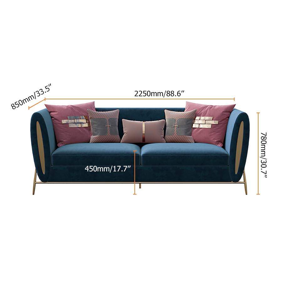 Beige Velvet Upholstered Sofa 3-Seater Sofa Luxury Sofa Solid Wood Frame with Gold Legs-Richsoul-Furniture,Living Room Furniture,Sofas & Loveseats