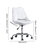 Modern Swivel Office Chair Clear Plastic Desk Chair with Adjustable Height in White-Furniture,Office Chairs,Office Furniture