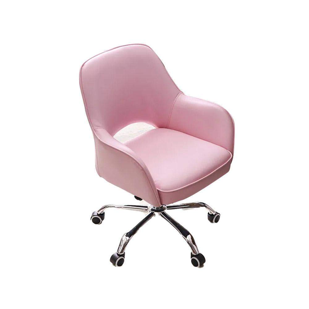 Gray Swivel Office Chair for Desk Upholstered Faux Leather Task Chair Adjustable Height-Furniture,Office Chairs,Office Furniture