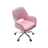Gray Swivel Office Chair for Desk Upholstered Faux Leather Task Chair Adjustable Height-Furniture,Office Chairs,Office Furniture