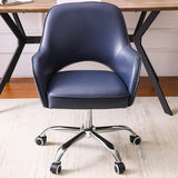 Gray Swivel Office Chair for Desk Upholstered Faux Leather Task Chair Adjustable Height-Furniture,Office Chairs,Office Furniture