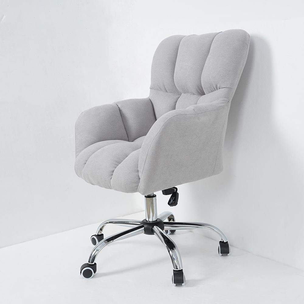 Modern Office Chair Upholstered Cotton&Linen Swivel Task Chair Height Adjustable-Furniture,Office Chairs,Office Furniture