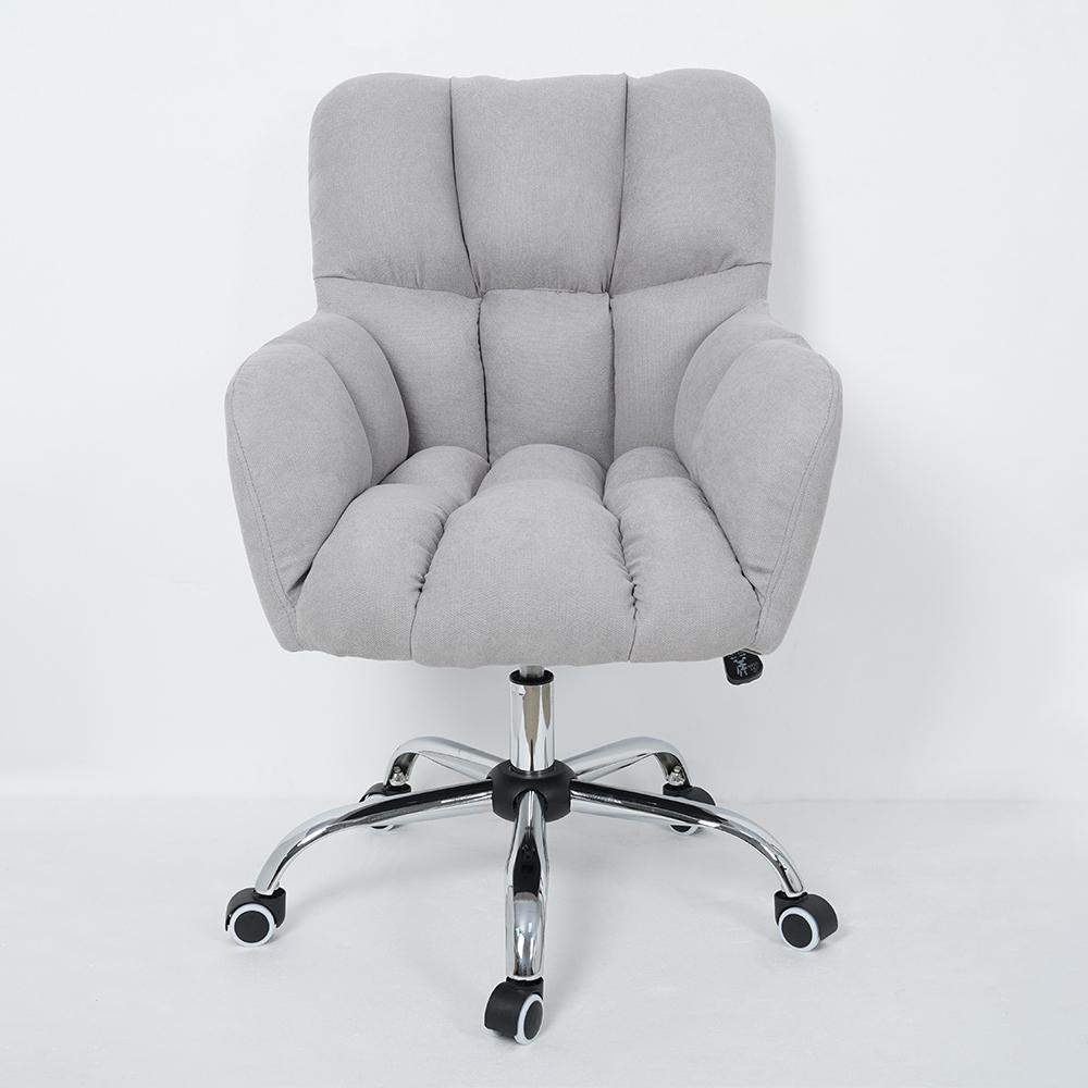 Modern Office Chair Upholstered Cotton&Linen Swivel Task Chair Height Adjustable-Furniture,Office Chairs,Office Furniture