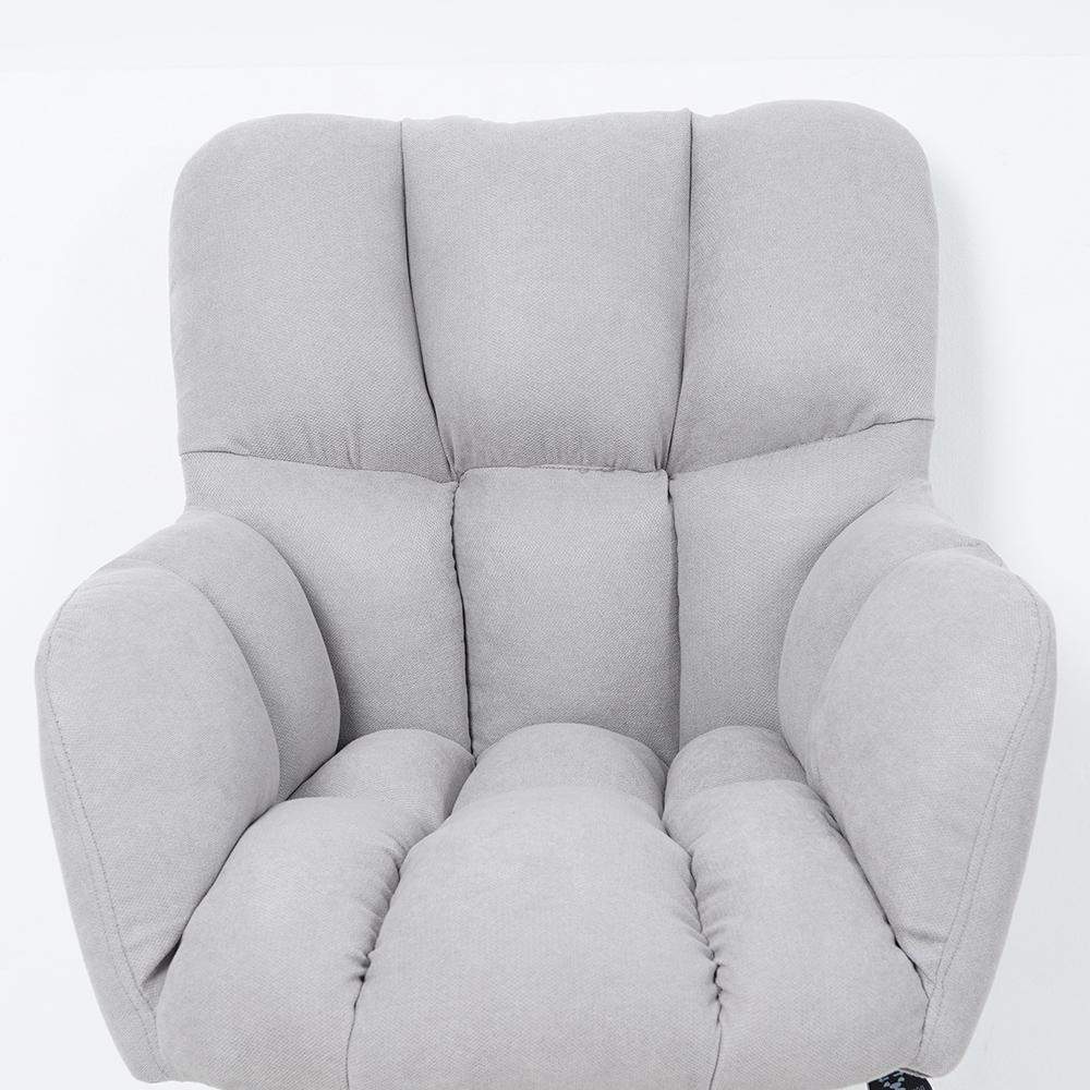 Modern Office Chair Upholstered Cotton&Linen Swivel Task Chair Height Adjustable-Furniture,Office Chairs,Office Furniture