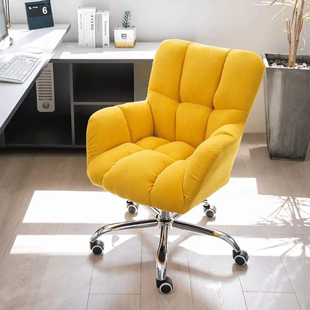 Modern Office Chair Upholstered Cotton&Linen Swivel Task Chair Height Adjustable-Furniture,Office Chairs,Office Furniture