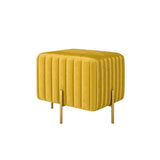 Contemporary Square Pouf Ottoman Round Upholstered Velvet Ottoman Footrest in Yellow-Richsoul-Furniture,Living Room Furniture,Ottomans & Benches