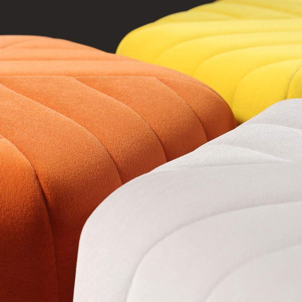 18.5" Wide Velvet Pouf Ottoman Hexagonal Ottoman in Orange-Richsoul-Furniture,Living Room Furniture,Ottomans & Benches