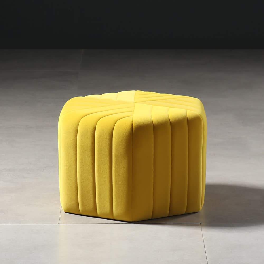 18.5" Wide Velvet Pouf Ottoman Hexagonal Ottoman in Orange-Richsoul-Furniture,Living Room Furniture,Ottomans & Benches