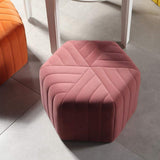 18.5" Wide Velvet Pouf Ottoman Hexagonal Ottoman in Orange-Richsoul-Furniture,Living Room Furniture,Ottomans & Benches