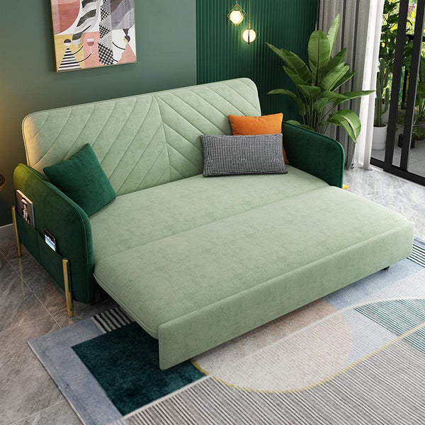 King Sleeper Sofa Green Upholstered Convertible Sofa WEHOMZ