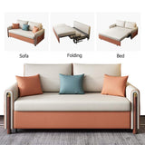 King Sleeper Sofa Upholstered Convertible Sofa White & Orange Leath-Aire-Richsoul-Daybeds,Furniture,Living Room Furniture
