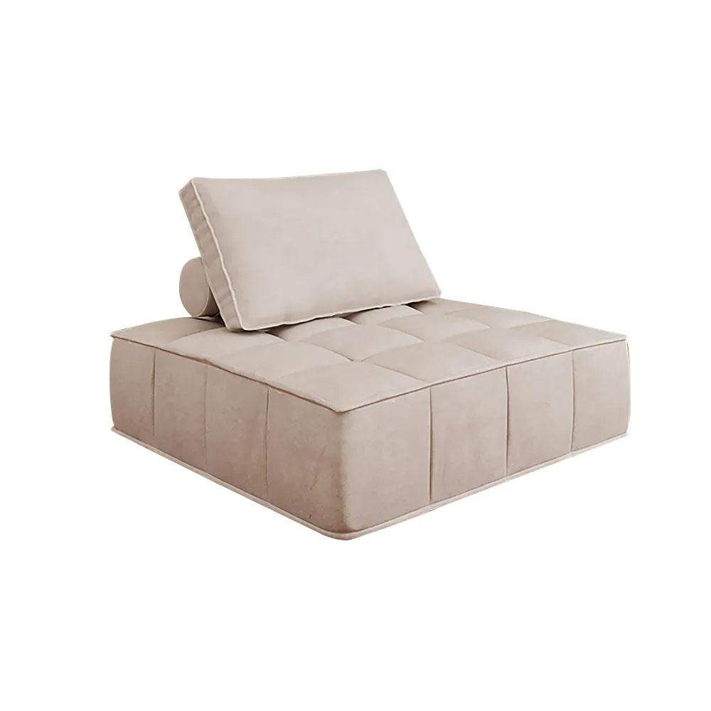 Beige Modular Armless Lounge Chair Leath-Aire Upholstered-Richsoul-Chairs & Recliners,Furniture,Living Room Furniture