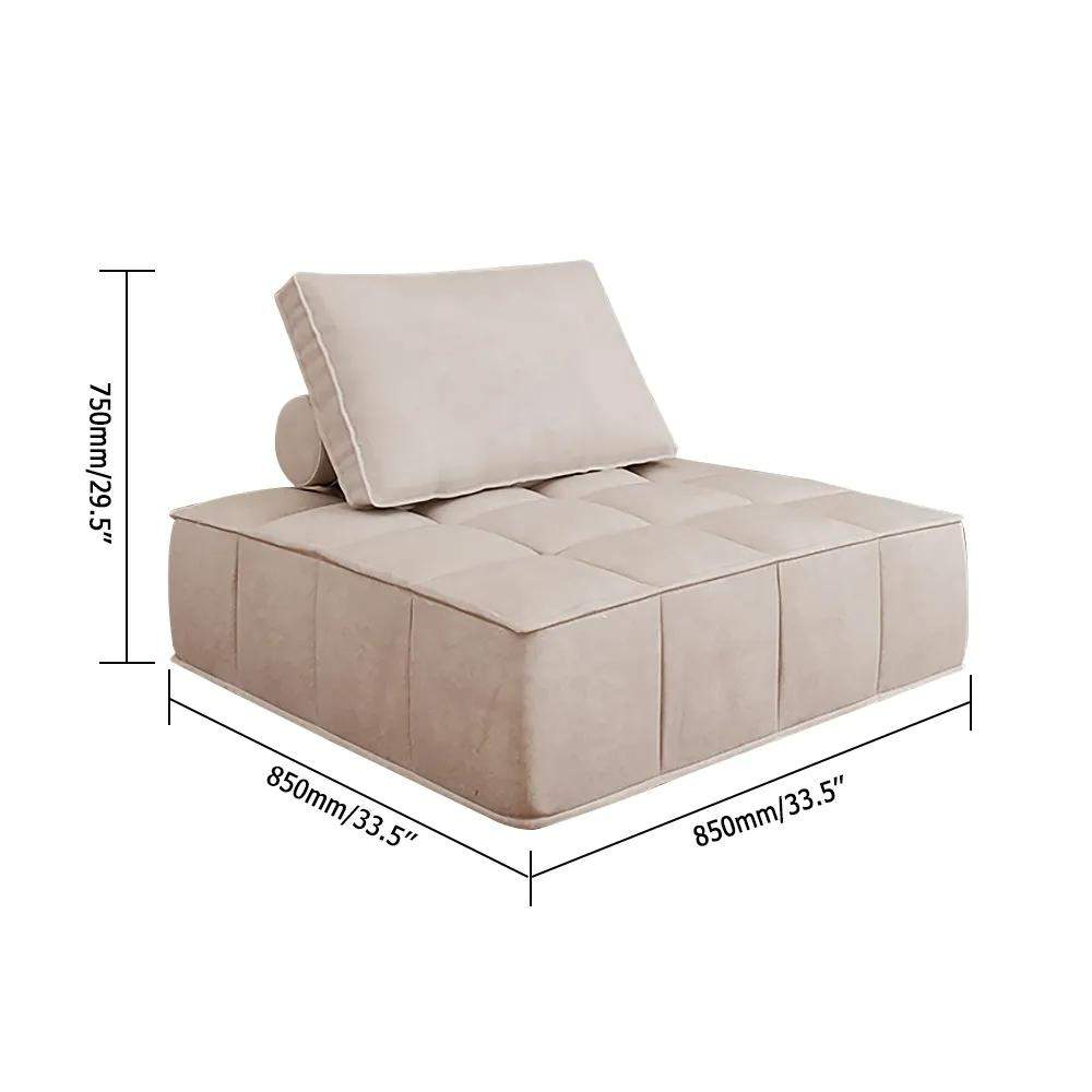 Beige Modular Armless Lounge Chair Leath-Aire Upholstered-Richsoul-Chairs & Recliners,Furniture,Living Room Furniture