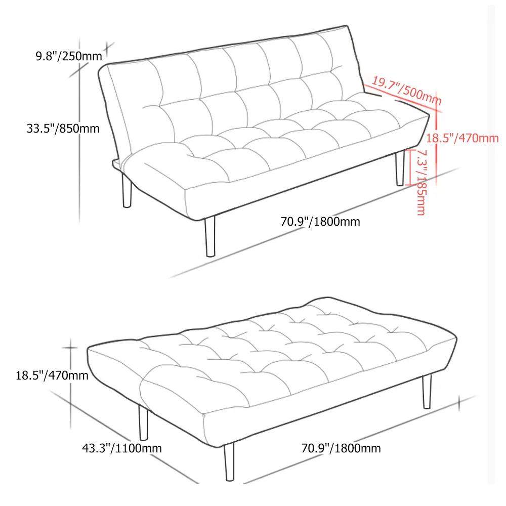 71" Pink Sleeper Sofa Bed Convertible Sofa Couch Velvet Upholstery-Richsoul-Daybeds,Furniture,Living Room Furniture