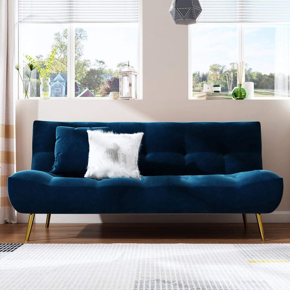 71" Pink Sleeper Sofa Bed Convertible Sofa Couch Velvet Upholstery-Richsoul-Daybeds,Furniture,Living Room Furniture