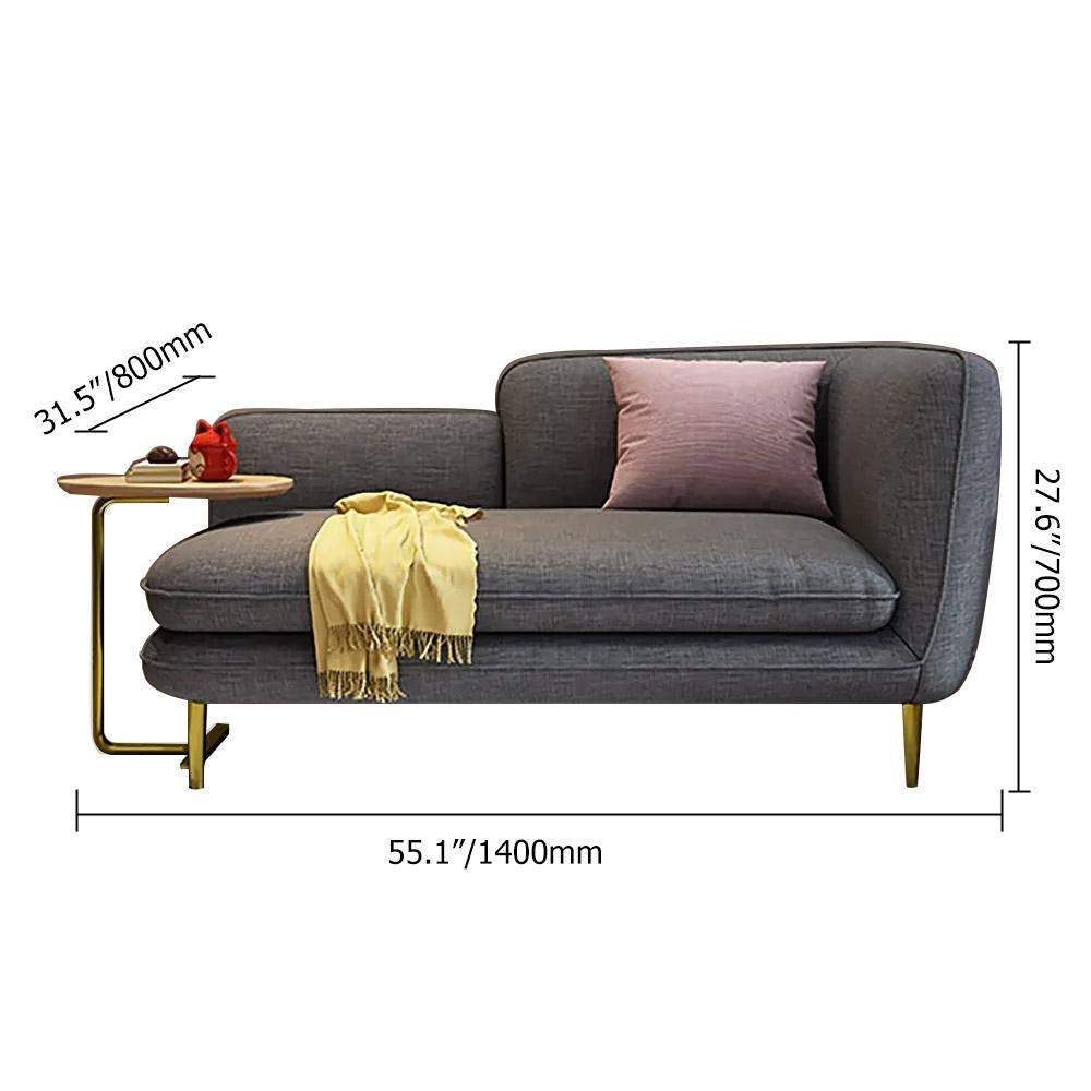 55" L-Shape Cotton & Linen Loveseat with C-Table Off-White Counch for Chaise Lounge-Richsoul-Furniture,Living Room Furniture,Sofas & Loveseats