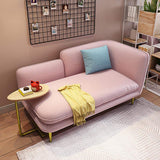 55" L-Shape Cotton & Linen Loveseat with C-Table Off-White Counch for Chaise Lounge-Richsoul-Furniture,Living Room Furniture,Sofas & Loveseats