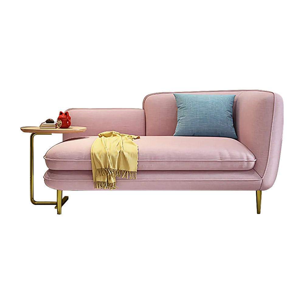 55" L-Shape Cotton & Linen Loveseat with C-Table Off-White Counch for Chaise Lounge-Richsoul-Furniture,Living Room Furniture,Sofas & Loveseats
