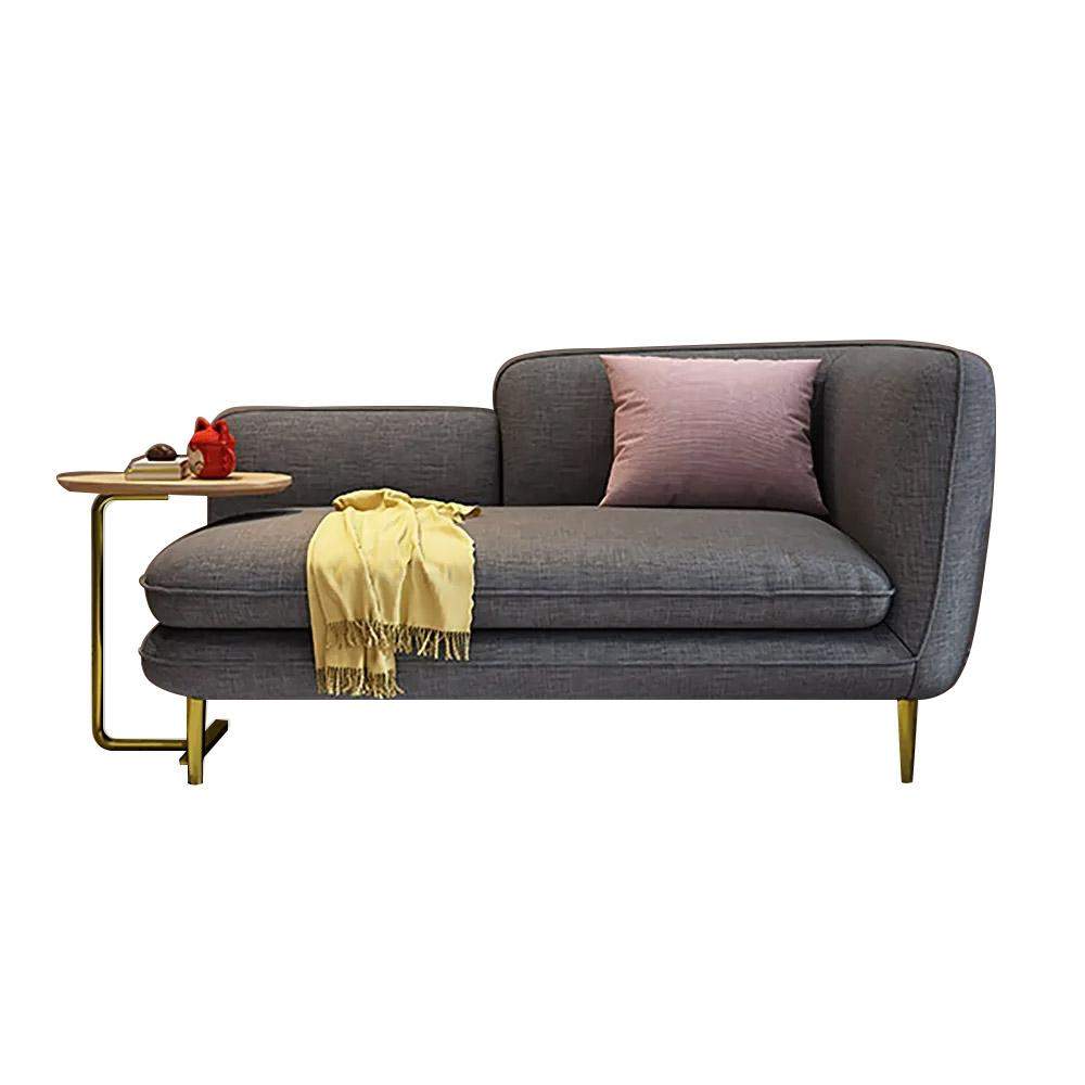 55" L-Shape Cotton & Linen Loveseat with C-Table Off-White Counch for Chaise Lounge-Richsoul-Furniture,Living Room Furniture,Sofas & Loveseats