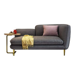 55" L-Shape Cotton & Linen Loveseat with C-Table Off-White Counch for Chaise Lounge-Richsoul-Furniture,Living Room Furniture,Sofas & Loveseats