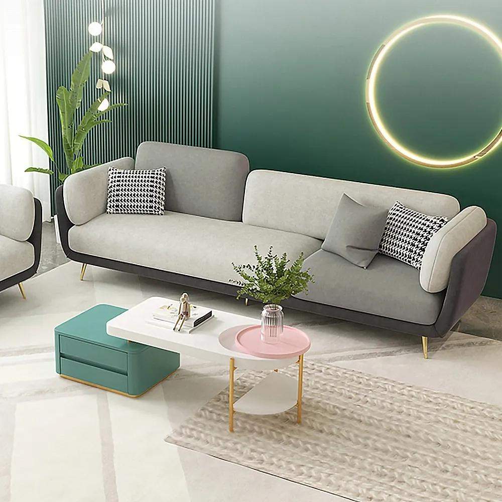 72.5" Gray Upholstered Sofa 3-Seaters Modern Gold Couch for Living Room in Small-Richsoul-Furniture,Living Room Furniture,Sofas & Loveseats