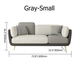 72.5" Gray Upholstered Sofa 3-Seaters Modern Gold Couch for Living Room in Small-Richsoul-Furniture,Living Room Furniture,Sofas & Loveseats