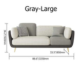 72.5" Gray Upholstered Sofa 3-Seaters Modern Gold Couch for Living Room in Small-Richsoul-Furniture,Living Room Furniture,Sofas & Loveseats